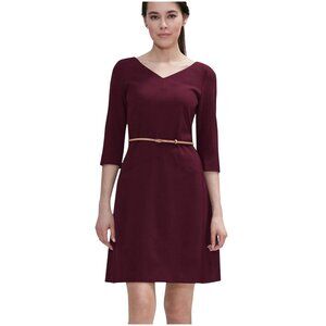 M.M. Lafleur The Alexandra 2.0 Dress in claret dark red size 14 career v-neck